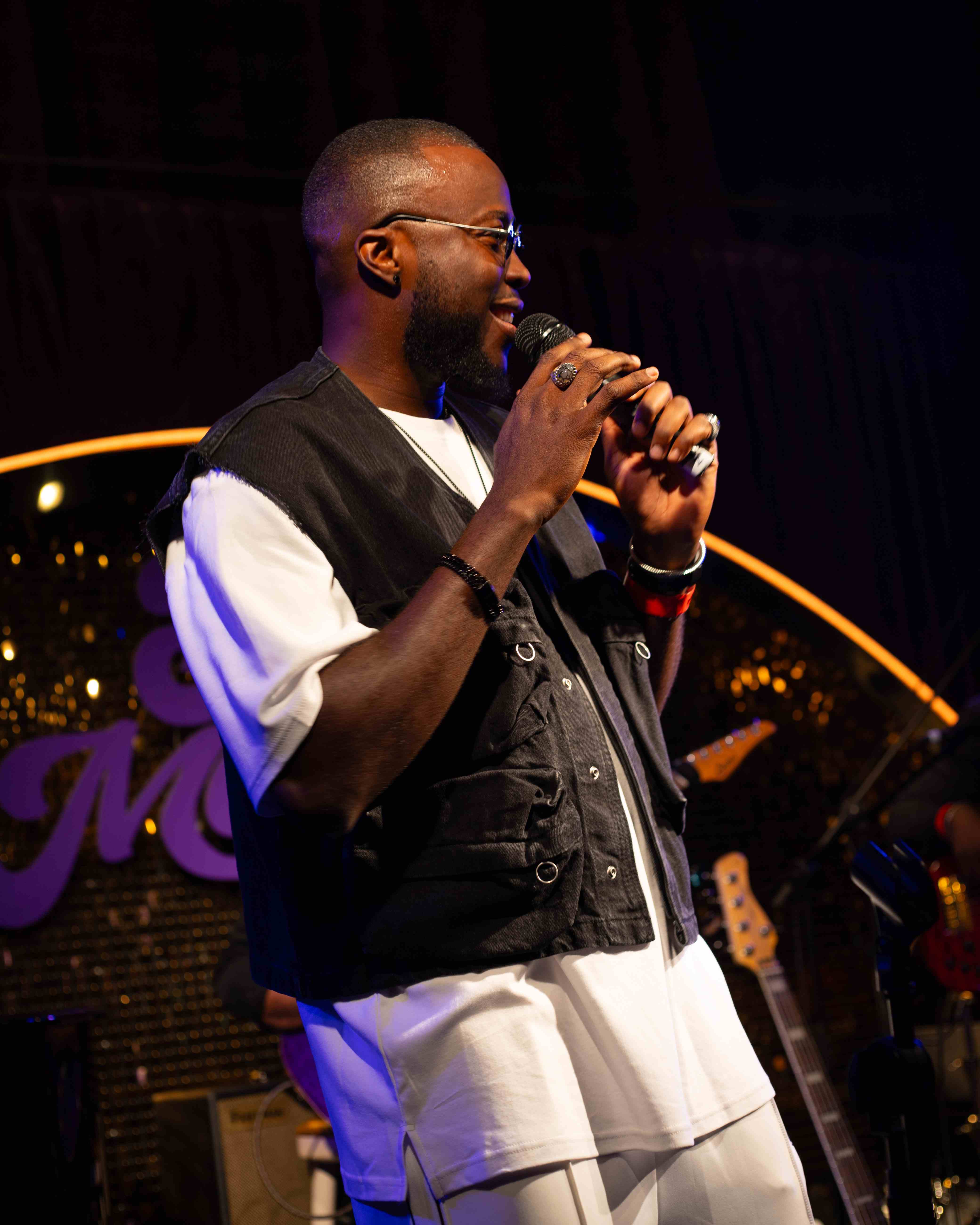 D. Krieton on stage with the band
